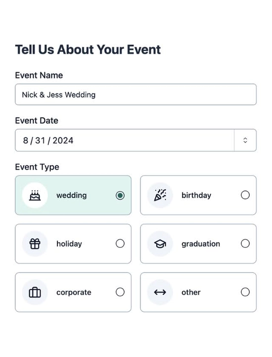 create event form